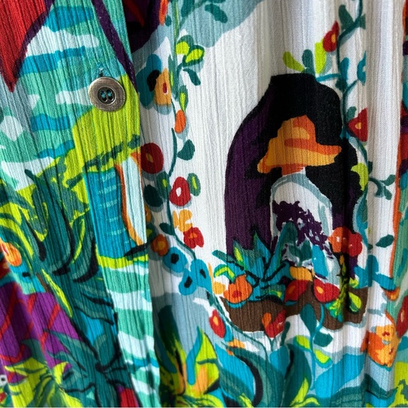 Vintage Sleeveless Dress - Summer Botanical Floral Crinkle Sailboat Travel - Picture 5 of 9